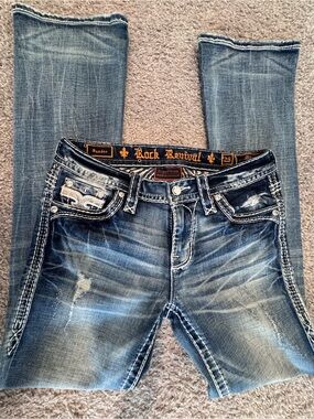 Rock Revival Distressed Medium Wash Blue Jeans